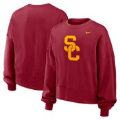 USC Trojans Women's Nike Cardinal SC Interlock Essential Fleece Crew Neck Sweatshirt